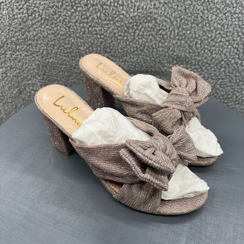 Lulus Dorothea Taro Shimmer Knotted High Heel Sandals Size 8.5